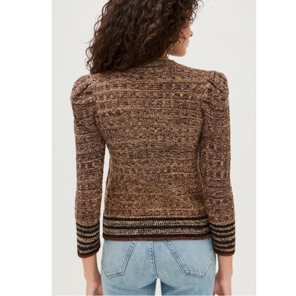 L'Agence Jenni Brown Puff Sleeve Cardigan - Picture 5 of 11